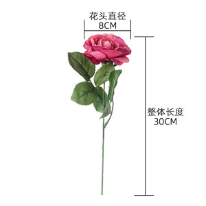 Rose artificielle CallaFloral, branche unique, rose rouge, tissu tissé, décoration de mariage, style INS, plantes vertes - Product Image 4