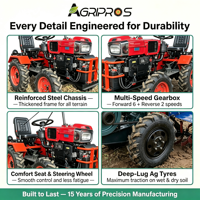 Tractor Agrícola de 12 HP, Monocilíndrico, Refrigerado por Agua, Diésel, 2WD, para Cultivo Agrícola, con Certificación CE