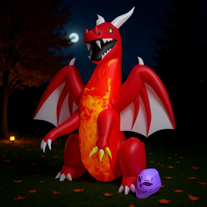 Dragon gonflable d'Halloween pour décoration extérieure, 8 pieds, en PVC, lumineux, décor festif pour la saison effrayante, pour fête de jardin - Product Image 2