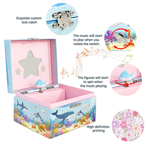 <span class=keywords><strong>Boîte</strong></span> <span class=keywords><strong>à</strong></span> musique en papier écologique Aventure Océanique avec dauphin rotatif, cadeau mécanique <span class=keywords><strong>à</strong></span> manivelle pour enfants et filles, anniversaire - Product Image 5