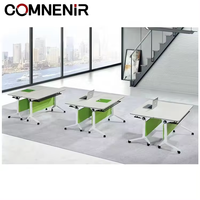 Table pliable moderne en métal + bois avec pieds à roulettes bureau et bureau de formation scolaire pour bureau salle de formation et salon