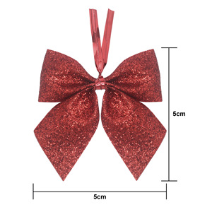 Hiasan Puncak Pohon Natal Glitter Merah Emas Pita Busur Dapat Digunakan Kembali Grosir Pabrik Gantungan - Product Image 6