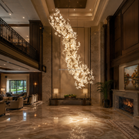 Lustre moderne de luxe en cristal, hauteur réglable, LED, en cuivre sur mesure, luminaires suspendus design pour villas et escaliers