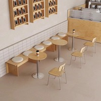 Ensemble table et chaises de salle à manger en bambou carré moderne et simple pour la maison, les salons de thé et les cafés