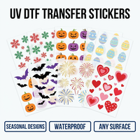 Pegatinas de Transferencia UV DTF Personalizadas para Fiestas, Calcomanías de Corazones Navideños, de Halloween y de Pascua, Resistentes al Agua, con Textura 3D, al por Mayor