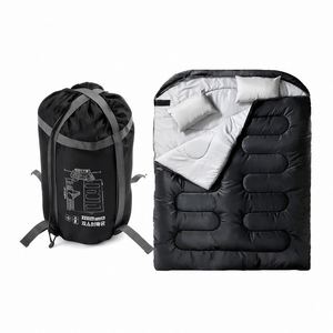 Double Envelope <b>Bag</b>,190T Pongee Lining, Hollow Cotton Filled, Foldable Couple <b>Sleeping</b> <b>Bag</b> for Outdoor Camping Travel - Product Image 3