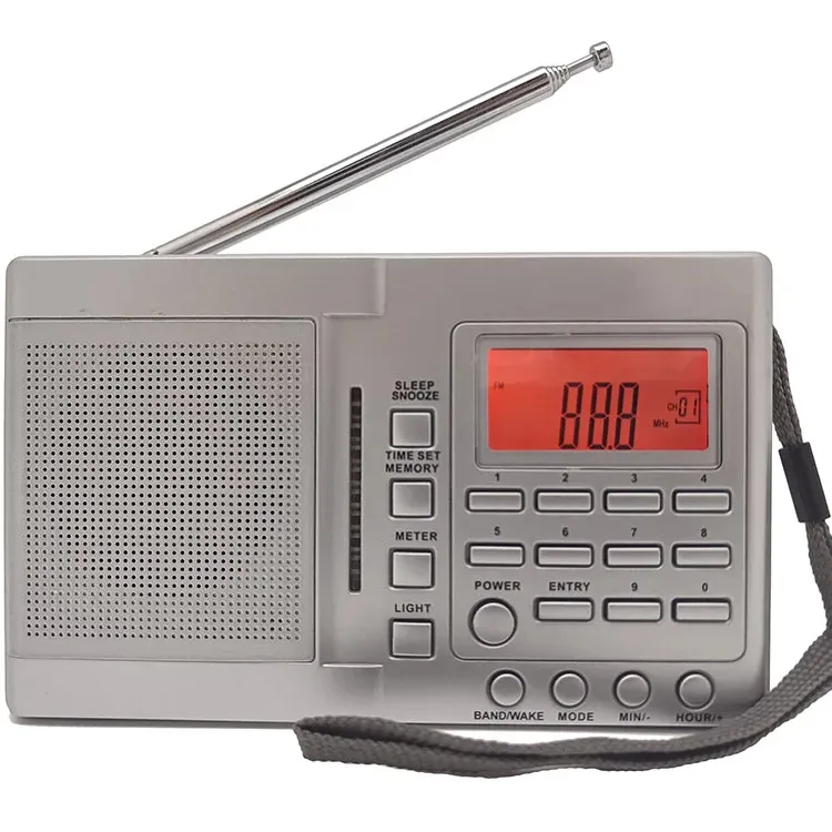Radio AM / FM / SW / LW multibanda de sintonización digital con despertador y altavoz incorporado
