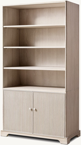 Bibliothèque en bois moderne, simple, écologique et durable avec portes de placard à lignes verticales et poignée en laiton pour salon et bureau à domicile - Product Image 4