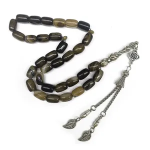 Piedra Tasbih Tesbih Piedras naturales Cuentas <span class=keywords><strong>Rosario</strong></span> de piedras preciosas <span class=keywords><strong>Rosario</strong></span> musulmán Aqeeq Ágata Cuentas de oración - Product Image 3