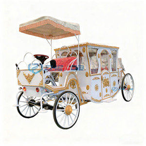Charrette royale victorienne vintage de tourisme et de luxe, électrique et à chevaux, pour parcs équestres et attractions - Product Image 1