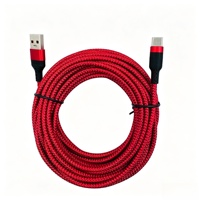 Câble USB tressé rouge de type A vers type C, câble de charge rapide USB C en nylon tissé pour téléphone Android et tablette