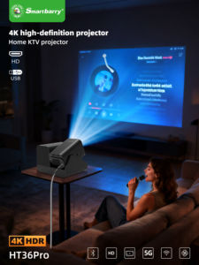 Nuevo Proyector HT36 PRO con Micrófono Dual para Karaoke, Tres en Uno, HD CRT, Cine en Casa, Entretenimiento Familiar - Product Image 5