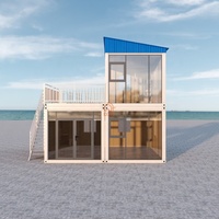 Maison en verre de luxe à 3 chambres et 2 salles de bain, en kit, type conteneur, à 2 étages, préfabriquée, amovible, appartement-conteneur, immeuble de bureaux