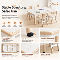 Ensemble table et chaise pour enfants réglables en hauteur avec surface d'écriture pour la garderie, la salle de classe, l'étude, le dessin et les jeux