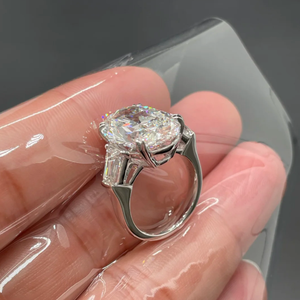 IGI 10ct Oval schliff 18 Karat Weißgold Drei Stein Labor gewachsen Diamant Ehering mit CVD HPHT Diamant Luxus schmuck - Product Image 3