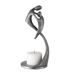 Bougeoir en aluminium en forme de figure humaine Bougeoir en T argenté fini antique fait main pour la décoration de Noël - Product Image 1