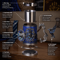 Chopes à bière en acier inoxydable avec poignée, thème Quatre Grandes Maisons Magiques, grande capacité, design vintage de luxe léger, idéales comme cadeau souvenir
