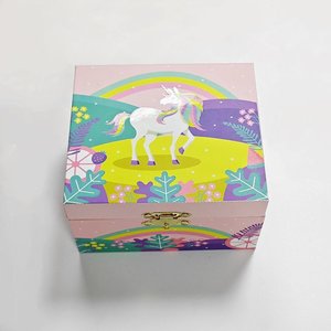 Boîte à musique licorne boîte à bijoux emballage pour filles et garçons cadeau ballerine boîte à bijoux musicale en bois jouets pour enfants manivelle - Product Image 3