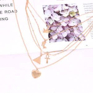 Mujeres corazón ankh Cruz maple leafs faraón egipcio pirámide encantos 5 en 1 multi capas collar <span class=keywords><strong>de</strong></span> Gargantilla - Product Image 3