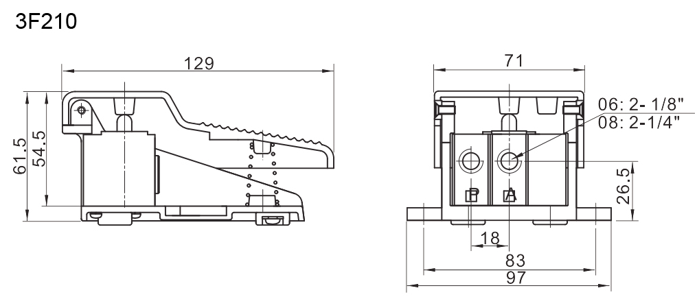 Aluminum Foot Pedal Pneumatic Valve , 3 Way Pneumatic Control Valve