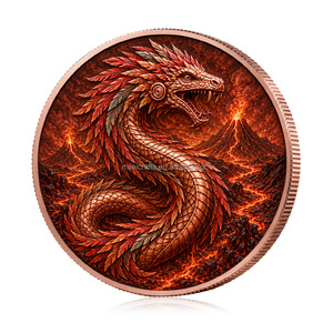 Vente en gros usine Pièce commémorative en cuivre pur 999 de 5 oz avec relief 3D Déesse du Feu et Dragon - Product Image 2