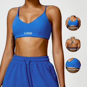 CWX8507-2裸体瑜伽文胸拉丝跑步运动文胸快干隐藏橡皮筋下摆交叉美容背部健身文胸 - Product Image 4