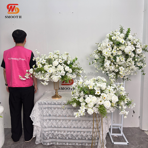 LEDA Wedding Birthday Party Decoration Handmade <b>Artificial</b> White Rose Green Grass <b>Large</b> <b>Flower</b> Ball - Product Image 3