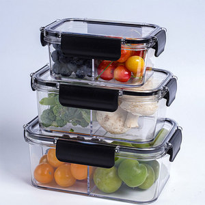 Transparent Bento Box Portable Lunch Box for Kids 3 Compartment Plastic Fruit Air Tight Food Storage Containers