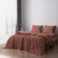 Parure de draps 100 % bambou écologique 300 fils, toucher doux, poches profondes, drap plat, drap-housse, taie d'oreiller