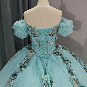 Quinceanera <strong>Dresses</strong> <strong>Off</strong> <strong>the</strong> <strong>Shoulder</strong> Ball Gown Floral Appliques Lace Bow Back <strong>Corset</strong> for Sweet 15 Girls Party 6615 - Product Image 2
