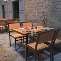Vente flash : table et chaises de café modernes pour 4 personnes, mobilier de restaurant extérieur