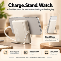 Batterie externe magnétique sans fil 10000 mAh avec câble USB-C intégré, support pliable, charge rapide 20W et charge de montre 5W