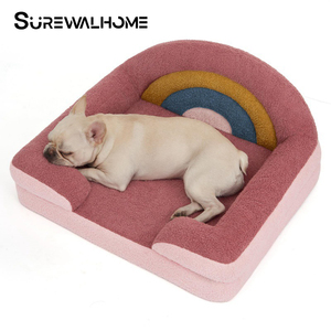 SUREWALHOME Cama para mascotas de moda, sofá para mascotas arcoíris, sofá para cachorros, silla con cojín cómodo, sofá ortopédico para perros y gatos - Product Image 1