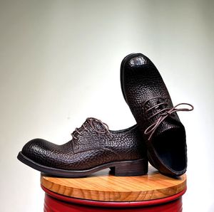 Chaussures pour hommes 2026 en cuir de bison à bout rond, style business formel, baskets décontractées britanniques, version coréenne tendance, pour mariage - Product Image 4