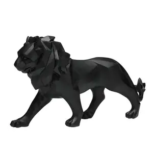 Statue de Lion géométrique en résine, sans logo, Design nordique de salon, sculpture Leao, pour la maison, vente en gros