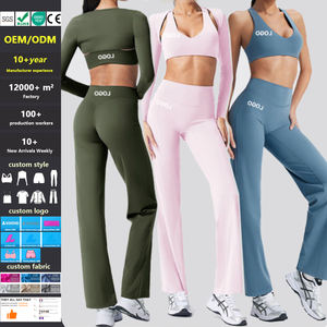Conjunto Deportivo de Manga Larga de Algodón Orgánico Personalizado, de Secado Rápido y Transpirable, para Mujer, Leggings de Gimnasio, Camiseta Ajustada, Conjunto de Yoga - Product Image 1