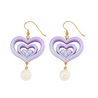 Boucles d'oreilles en perles avec crochets en acier inoxydable, motif couronne et cœur, colorées, ajourées, mignonnes, romantiques, douces, polyvalentes, adaptées à toutes les tenues, bijoux de mode