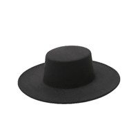 Chapeau en feutre style français, calotte plate, large bord, minimaliste, élégant, rétro, unisexe, automne-hiver, chapeau formel