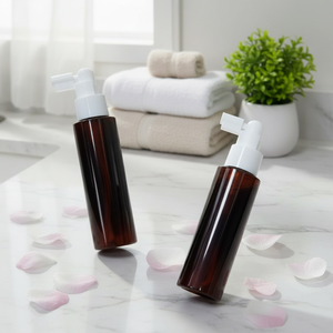 Botella <span class=keywords><strong>de</strong></span> Spray Nasal PET Ámbar <span class=keywords><strong>de</strong></span> 100 ml, Vacía, Recargable, con Bloqueo UV, Logotipo Personalizado, en Existencia - Product Image 1