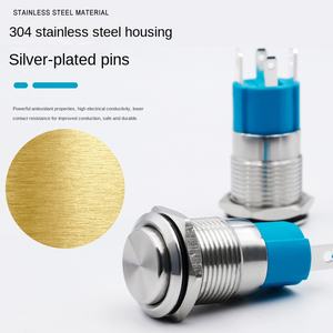 Interrupteur à bouton poussoir éclairé par anneau LED, 3A 220V, réinitialisation automatique 1min, 4 broches, IP65, 16mm, acier inoxydable, 1NO1NC, 50000 cycles - Product Image 2