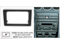 Kit de instalación de radio para coche de 9 pulgadas, embellecedor de salpicadero, panel de instalación de unidad principal, kit de reacondicionamiento de salpicadero compatible con Audi A4 y Seat Exeo