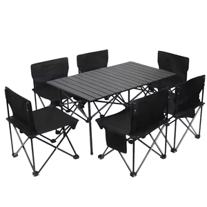 <span class=keywords><strong>Set</strong></span> Tavolo e Sedie Pieghevoli in Alluminio Leggero e Portatile, Arredamento da Picnic per Spiaggia, Giardino e Patio - Product Image 1