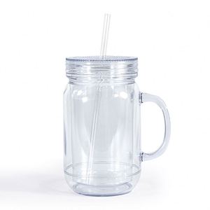 Custom Wholesale 20Oz AS Plastic <b>Large</b> Capacity Rooster <b>Cup</b> Double-Walled Mason Jar Office Tumbler Mug Straw <b>Cup</b> With Handle - Product Image 4