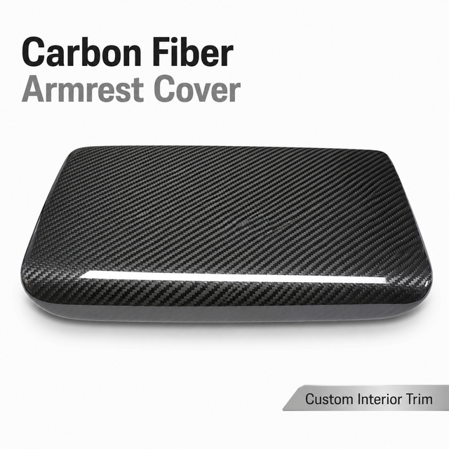 Custom Carbon Fiber Armrest Cover Glossy 3K Twill Auto Center Console Trim Lightweight Interior Panel for Tesla