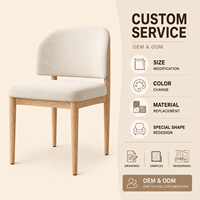 Chaise de salle à manger rembourrée en tissu bouclé crème, chaise d'appoint sans accoudoirs en bois massif pour salle à manger, cuisine, salon et café
