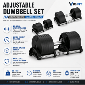 Haltères réglables VIGFIT Premium, gain de place, ensemble d'haltères commerciaux pour la <span class=keywords><strong>musculation</strong></span> à domicile, exercices de fitness - Product Image 2