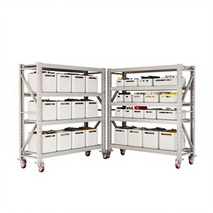 <strong>Factory</strong> Wholesale Warehouse Shelving <strong>Storage</strong> Metal Boltless Powder-Coated Stacking <strong>Racks</strong> with Wheels - Product Image 2
