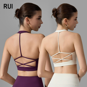 RUIQUWIN Wholesale Summer Women's Halter Yoga Vests Seamless Breathable Hollow Sports <b>Bras</b> High Support Gym Fitness Tops - Product Image 1