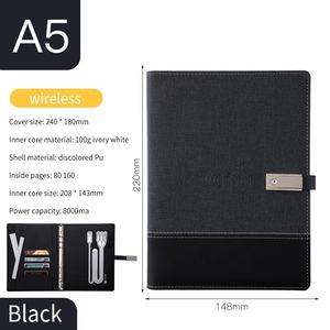 Novedad 8000mAh Power Bank Notebook Set Acero inoxidable Metal Carga inalámbrica PU Funda de cuero USB Flash Drive Regalos de papel - Product Image 2