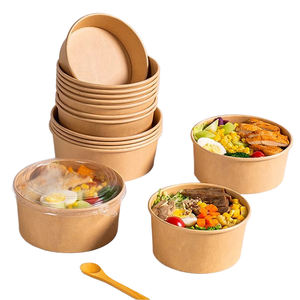Échantillon Gratuit Bols à Salade en Papier Jetables Revêtus de PE avec Feuille d'Or 500ml/650ml/750ml/1000ml Emballage Alimentaire Personnalisé avec Logo pour Plats à Emporter - Product Image 3